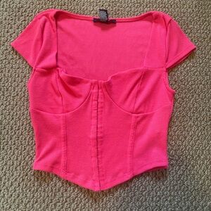 pink simple corset cropped top